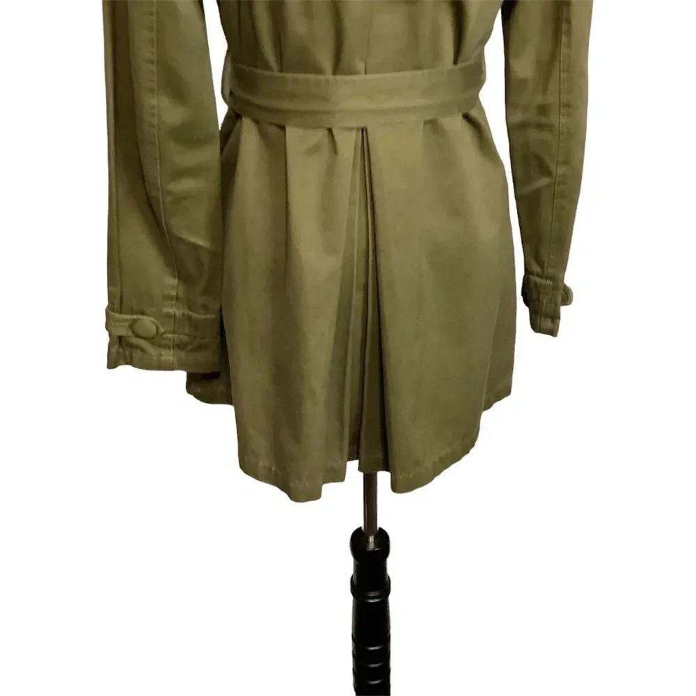 DKNY Jacket Trench Jacket Military/Utility Olive Green Double Breasted Womens XS